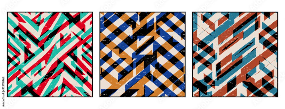 Obraz premium Set of 3 Abstract pattern. Illustration for printing on wall decorations. For use in graphics.