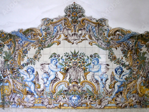 Wall mosaic with azulejo tiles, wonderful Portuguese art