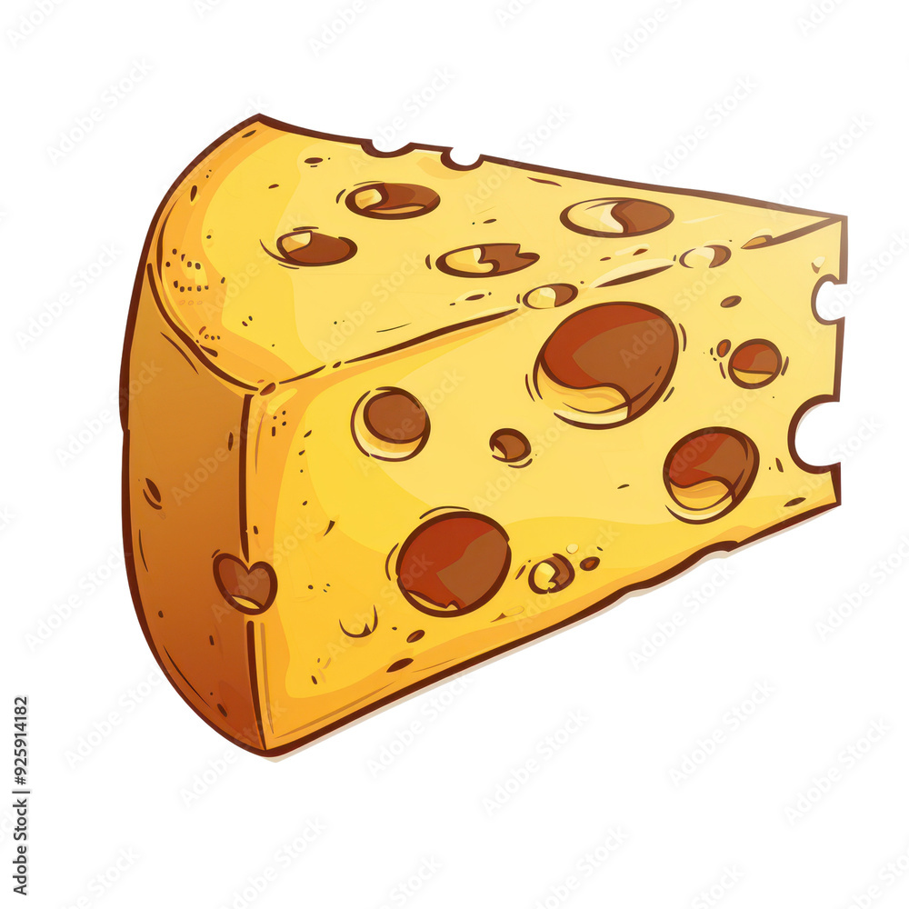 A vibrant illustration of a cheese wedge showcasing its iconic holes and rich yellow color, perfect for food-related designs. A vibrant illustration of a cheese wedge showcasing its iconic holes and rich yellow color, perfect for food-related designs.
