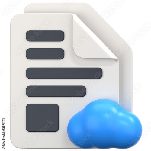 Fotografi White File with cloud sever sign 3D Icon Illustration