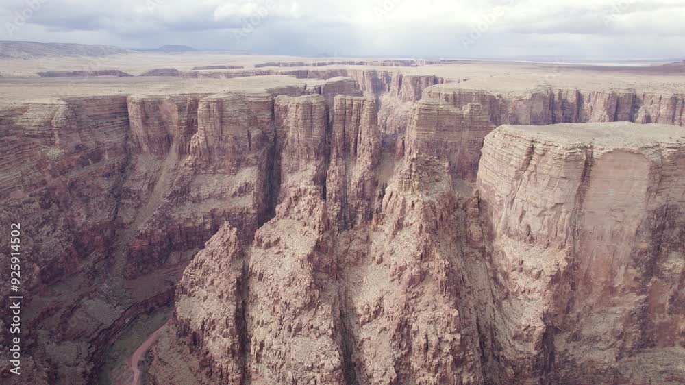 Steep Rugged Cliffs Of Grand Canyon In Arizona, USA. wide aerial shot Steep Rugged Cliffs Of Grand Canyon In Arizona, USA. wide aerial shot