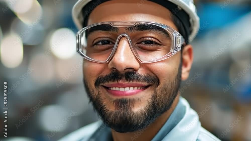 Industrial engineer grinning, keeping an eye on the production line, being attentive, and managing production in a manufacturing setting. Industrial engineer grinning, keeping an eye on the production line, being attentive, and managing production in a manufacturing setting.