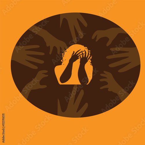  gang rape victim ,head  vector illustration