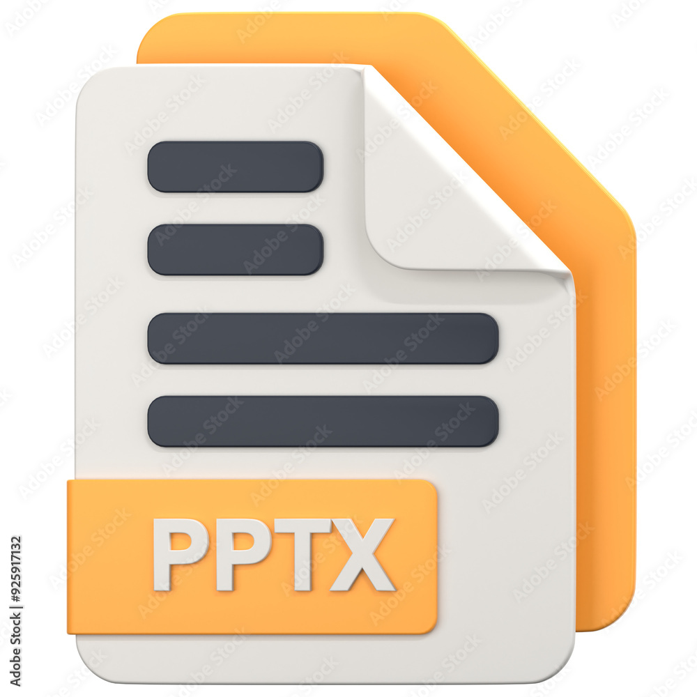 White File with pptx extension 3D Icon Illustration. Low Poly Style White File with pptx extension 3D Icon Illustration. Low Poly Style