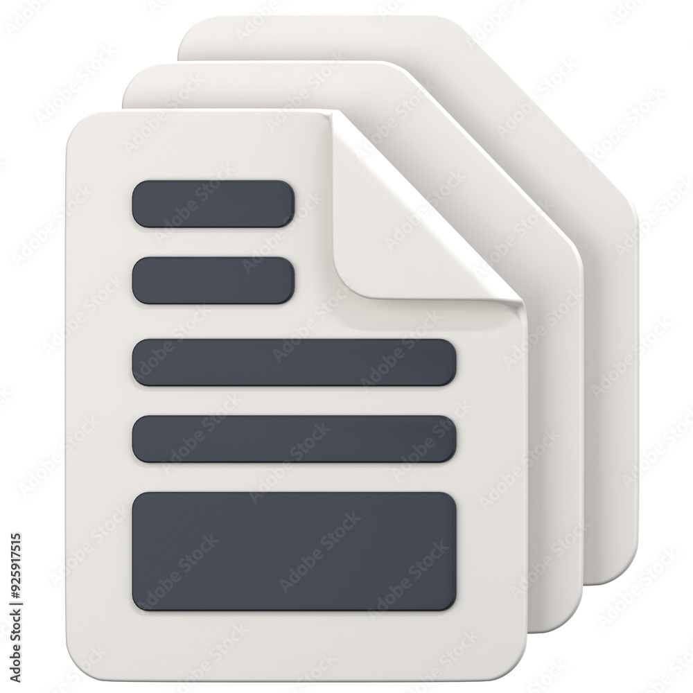 White File with stack file sign 3D Icon Illustration. Low Poly Style White File with stack file sign 3D Icon Illustration. Low Poly Style