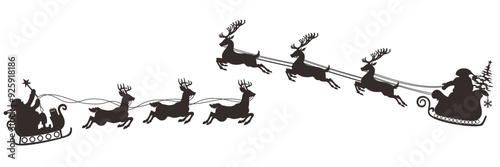 Isolated silhouette of Santa's sledge, black on white