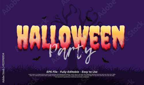 Editable vector text effect halloween party