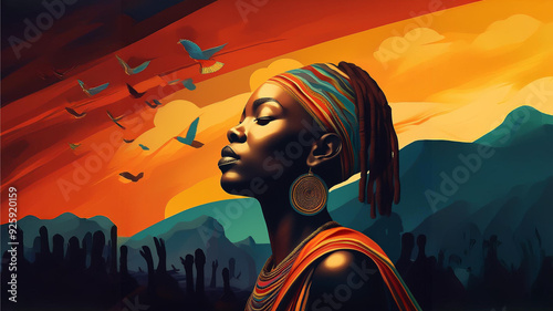 Black month of history, day of freedom. Racial equality, freedom