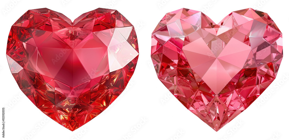 Fototapeta premium pink heart crystal isolated on transparent background