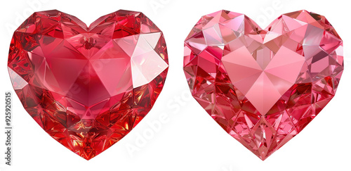 pink heart crystal isolated on transparent background photo