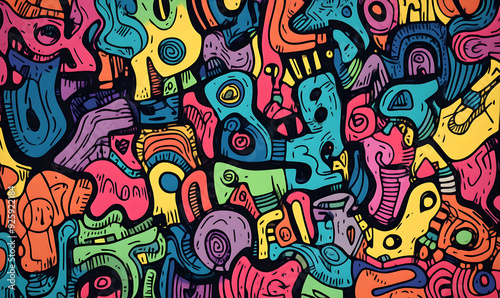 doodle with unique shape and pattern background