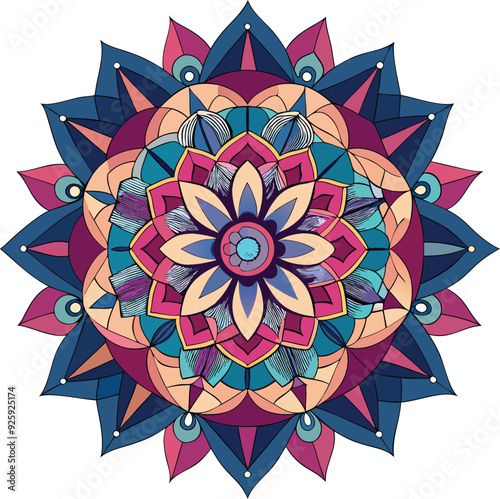 Simple mandala design for coloring. Vector floral mandala
