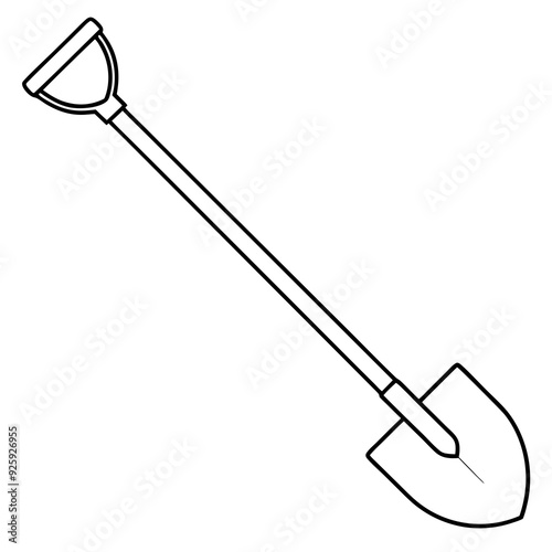 Shovel line art vector illustration