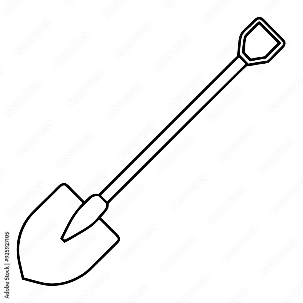 Naklejka premium Shovel line art vector illustration