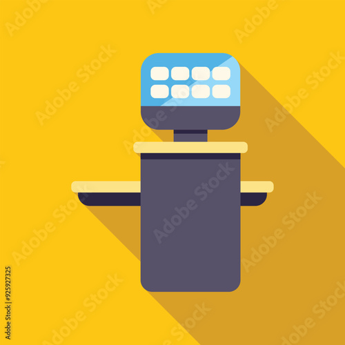 Self service check in machine with blank screen for flight information display in airport