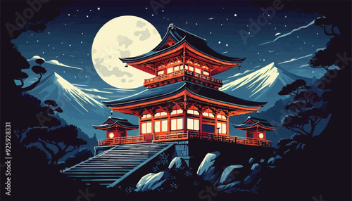 japanese pagoda and cherry blossoms