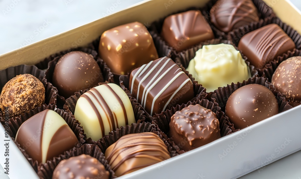 Assorted Gourmet Chocolates in Box, Generative AI Assorted Gourmet Chocolates in Box, Generative AI