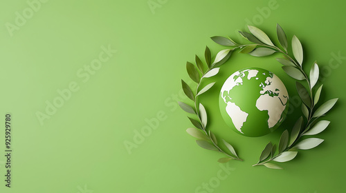 Simple olive branch encircling globe, peace and diplomacy