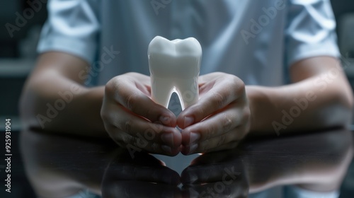 The Dentist Holding Tooth Model photo