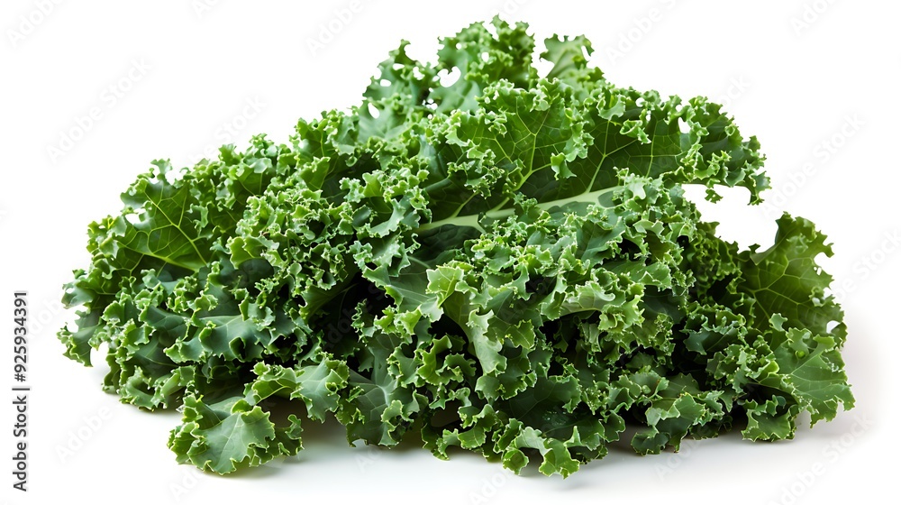 Winter kale, leafy and dark green, on a white background. Winter kale, leafy and dark green, on a white background.