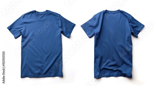 neavy blue T-shirt with nothing isolated on white background , Front and back view generate ai photo