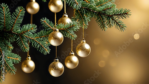 Abstraktion Neujahr, Silvester, Weihnachten, Tannenzweig auf hellbraun 16х9. Hintergrund für das Design 1.