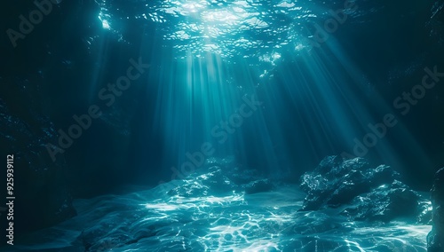 A dark ocean with a blue background and the ocean in the background
