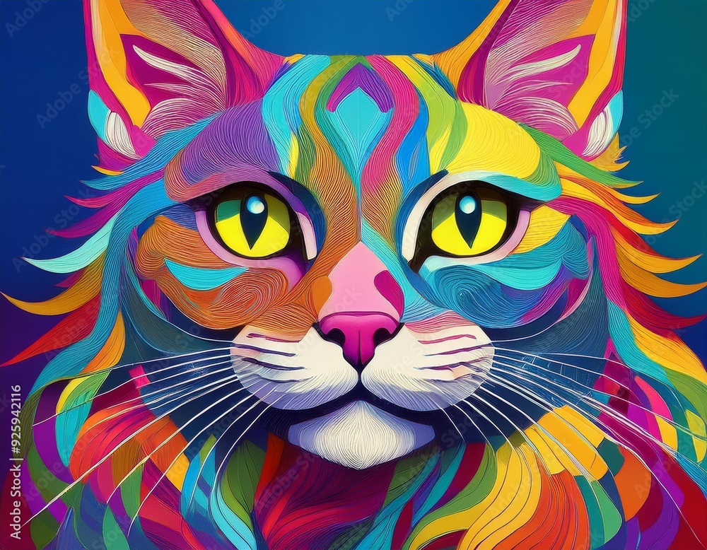 Obraz premium Cat portrait illustration. Generative Image