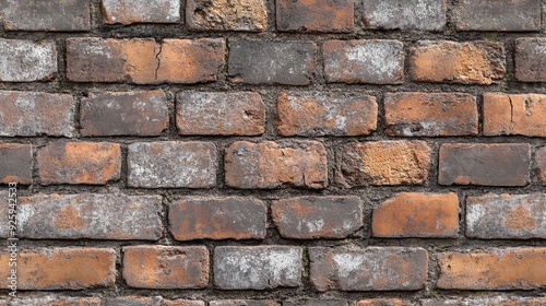 A close-up of a vintage brick wall with chipped and faded bricks  creating an urban  gritty texture