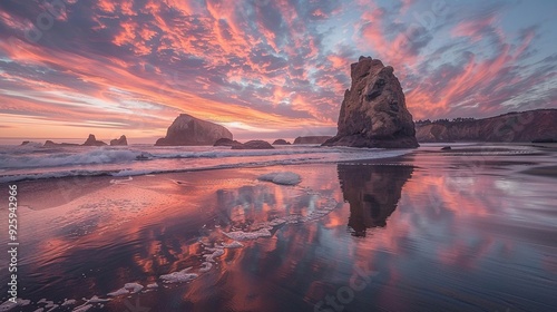 Sunset Over Face Rock at Bandon Beach photo