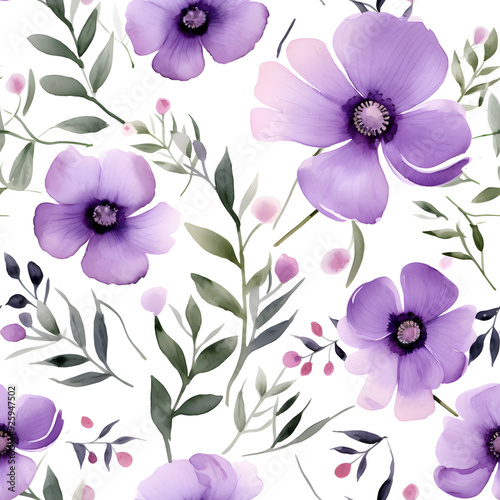 Watercolor Seamless Pattern of Luxury Flowers and Leaves.  Design For Modern Home Decor, Textiles, Wrapping Paper, Wallpaper, Fabric Print, Greeting Cards, Invitation Card, Wall Sticker