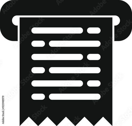 Receipt printing machine issuing paper bill icon in simple style on a white background
