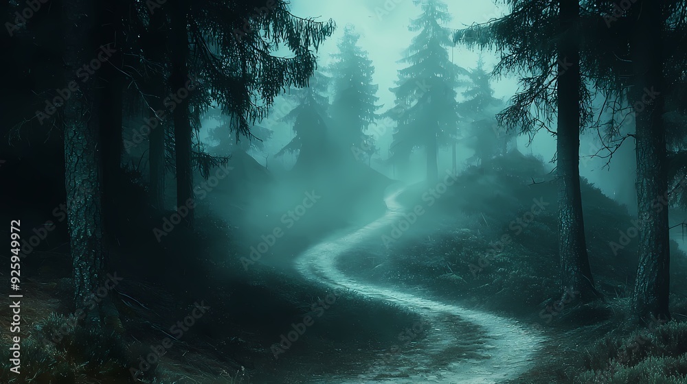 Fototapeta premium Misty Forest Path.