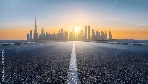 Urban road and Hangzhou architectural landscape skyline 