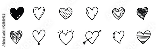 Set of Hand Drawn Heart.