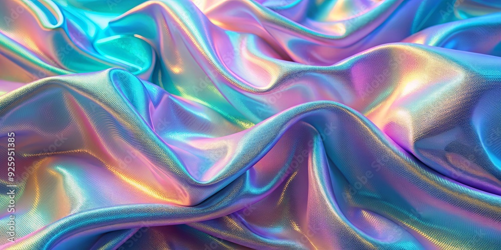 Flowing holographic fabric background with beautiful drapery effect, iridescent, holographic, fabric, background, drapery Flowing holographic fabric background with beautiful drapery effect, iridescent, holographic, fabric, background, drapery