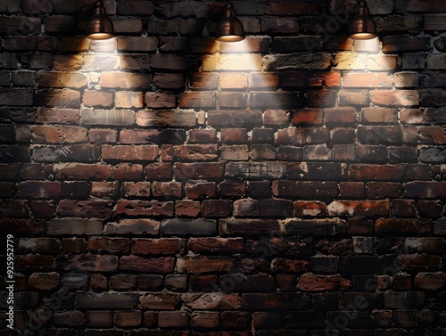 A brick wall with a light on it 