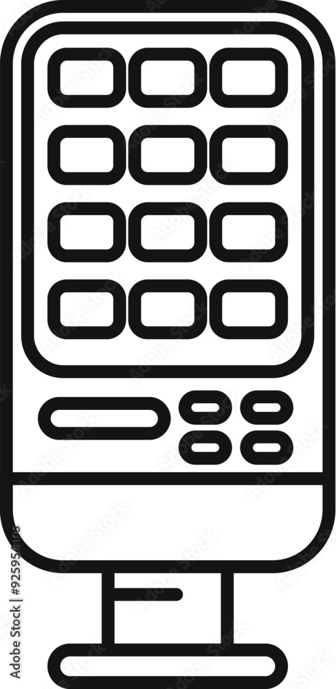 Modern self service payment terminal standing on the floor is accepting contactless payment Modern self service payment terminal standing on the floor is accepting contactless payment