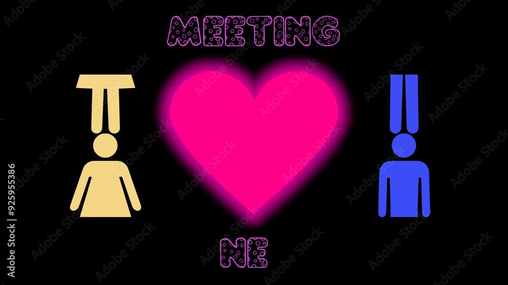 Animation Writing MEETING SINGLES ONLINE color pink word progress effect and gender logo men and women swap up and down effects as well as flashing love pink logo 