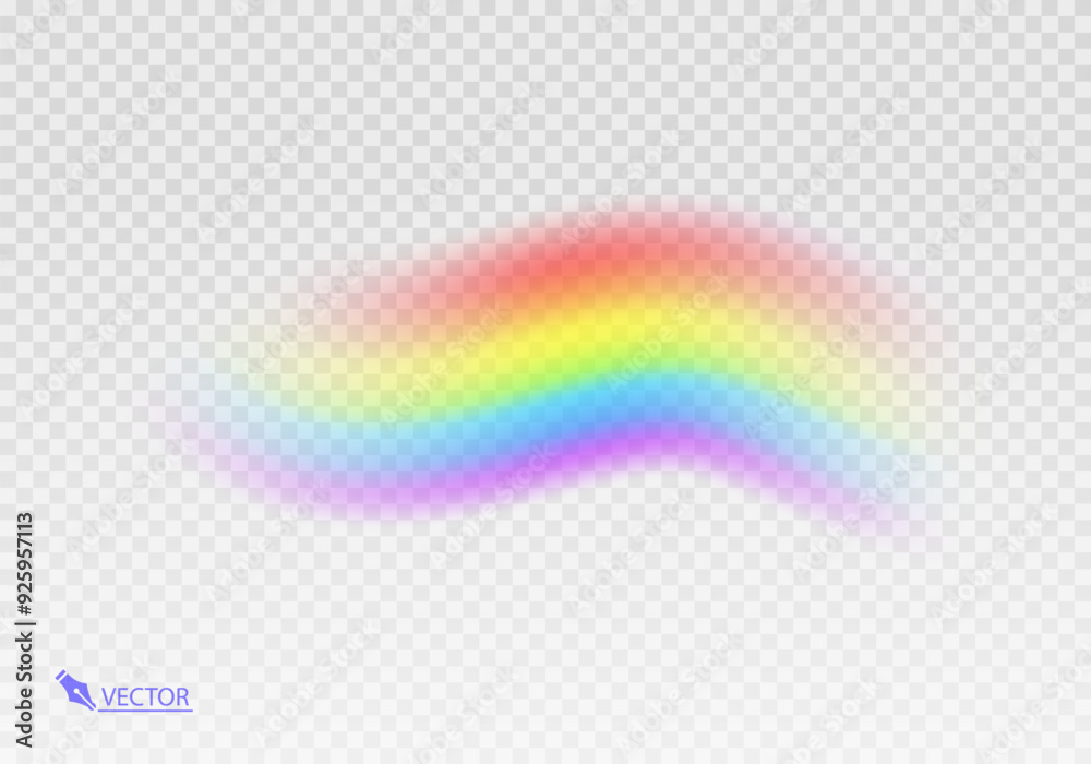 Rainbow Shape arch realistic isolated on transparent background. Colorful light and bright design element. Symbol of rain, sky, clear, nature. Realistic Vector illustration Rainbow Shape arch realistic isolated on transparent background. Colorful light and bright design element. Symbol of rain, sky, clear, nature. Realistic Vector illustration