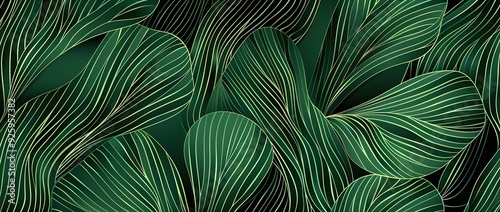 Abstract exotic plant seamless pattern on green background. Green leaf wallpaper. Tropical pattern, palm leaves seamless floral background. Vector illustration

