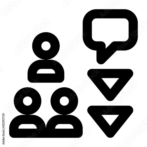 downward communication, corporate communication, hierarchy, top down, organization, communications outline icon