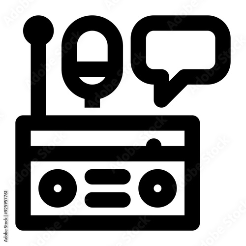 radio, broadcast, communication, mass media, vintage radio, entertainment, mass communication outline icon