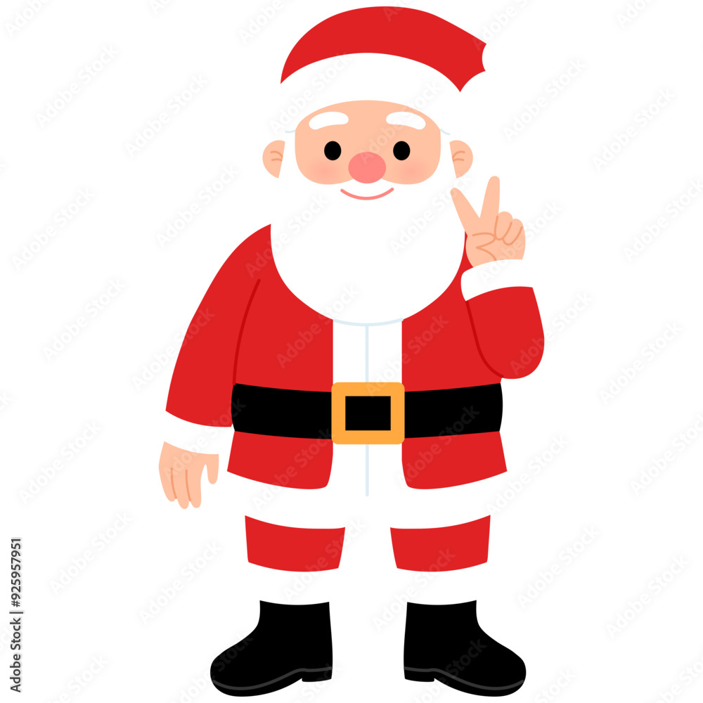 happy Santa Claus doing two finger gesture illustration happy Santa Claus doing two finger gesture illustration
