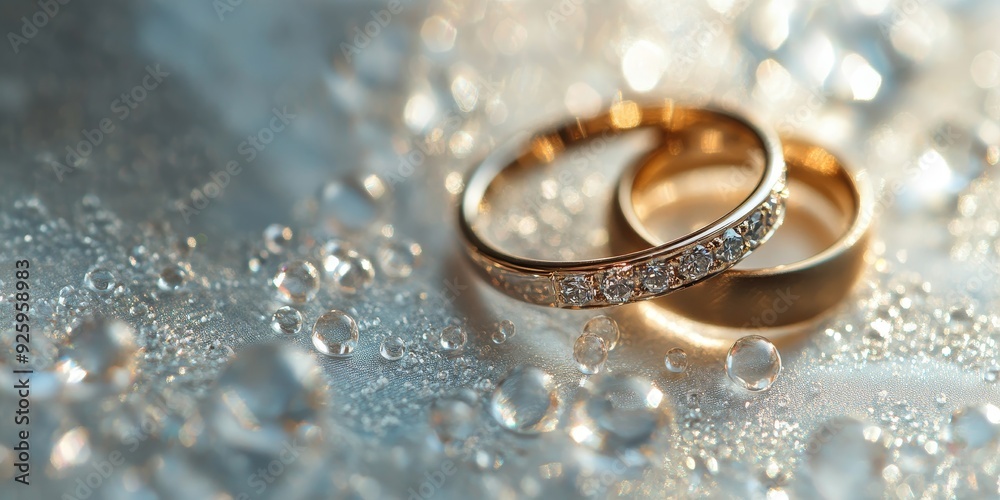 Macro shot of wedding rings with an elegant backdrop, emphasizing the symbolism and significance of marriage Macro shot of wedding rings with an elegant backdrop, emphasizing the symbolism and significance of marriage