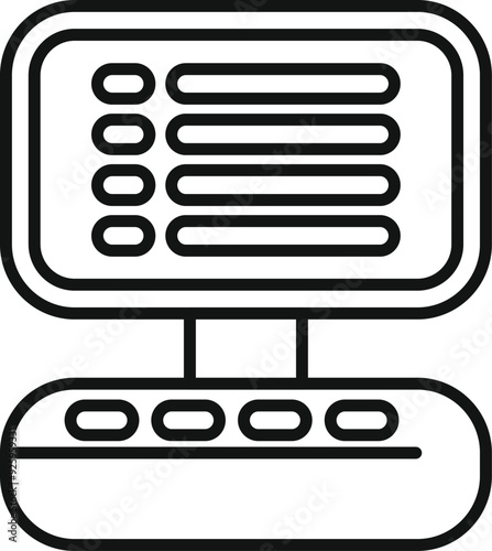 Line icon of medical device displaying several parameters on its screen