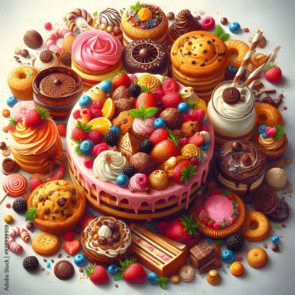 A Bountiful Dessert Table with Fresh Fruit and Sweet Treats A Bountiful Dessert Table with Fresh Fruit and Sweet Treats