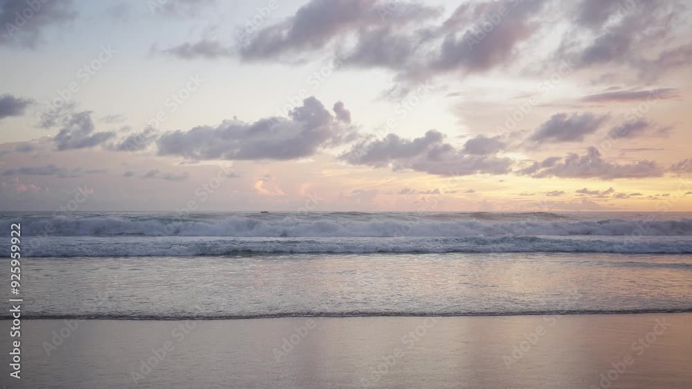Amazing dramatic sunset sky on beach sand Andaman sea South of Thailand Sea waves splashing on the beach sand at sunset, Amazing dramatic sunset sky on beach sand Andaman sea South of Thailand Sea waves splashing on the beach sand at sunset,