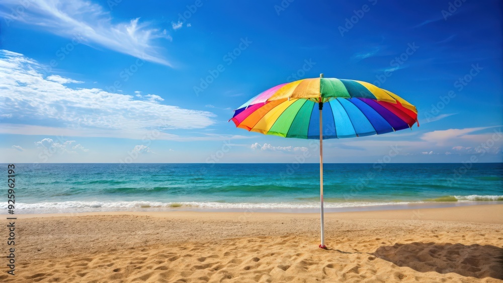 Colorful beach umbrella providing shade on a sunny summer day, beach, summer, umbrella, shade, relaxation, vacation Colorful beach umbrella providing shade on a sunny summer day, beach, summer, umbrella, shade, relaxation, vacation