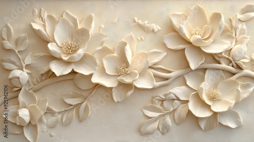 White 3D Flower Branch.